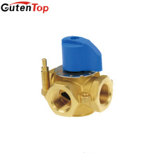 Gutentop Латунный Шариковый Клапан 3 Путей Термостатический Смесительный Клапан С Голубой Ручкой